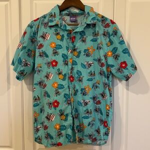 Disney Stitch Blue and Orange Hawaiian Style Shirt